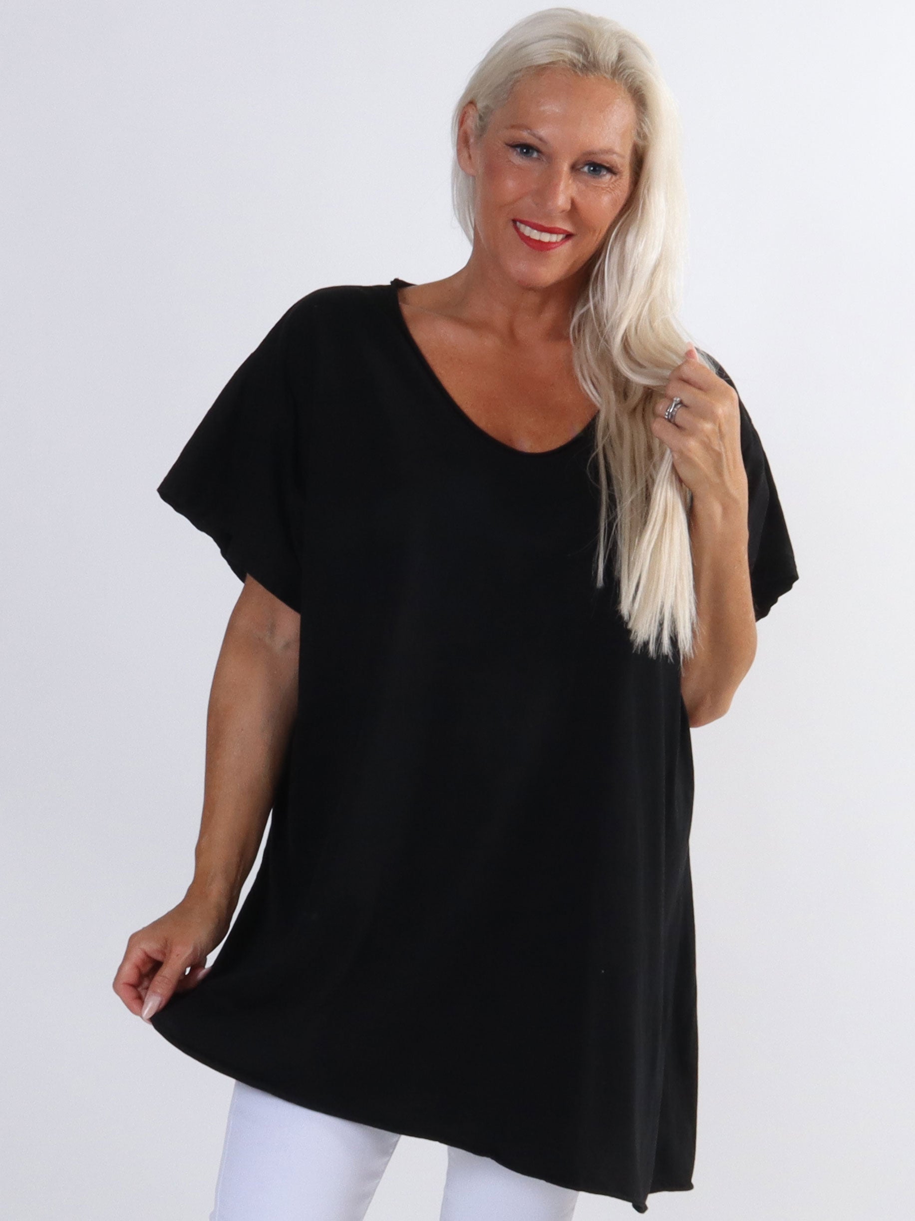 Alison - Bomulls t-shirt med v-ringning i plusstorlek